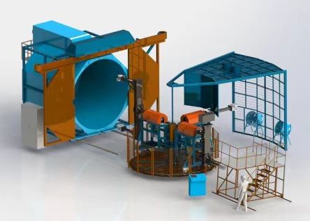 Beli Three Arm Tower Rotomolding Equipment Automatic PLC Controlled Rotary Plastic Forming pembuatan online